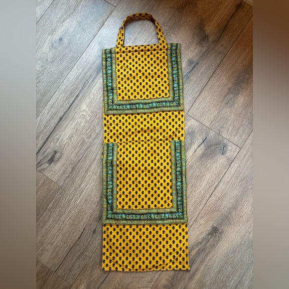 French Country Fabric Hanging Wall Organizer Mustard Provincial Print (11x30”) - Picture 2 of 16